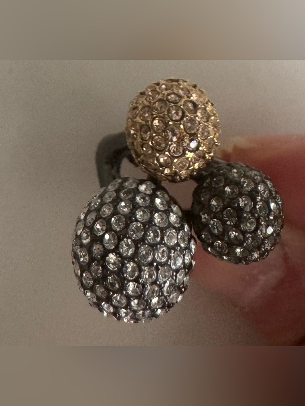 Stella & Dot Soiree Trio Pavé Ball Adjustable Statement Ring